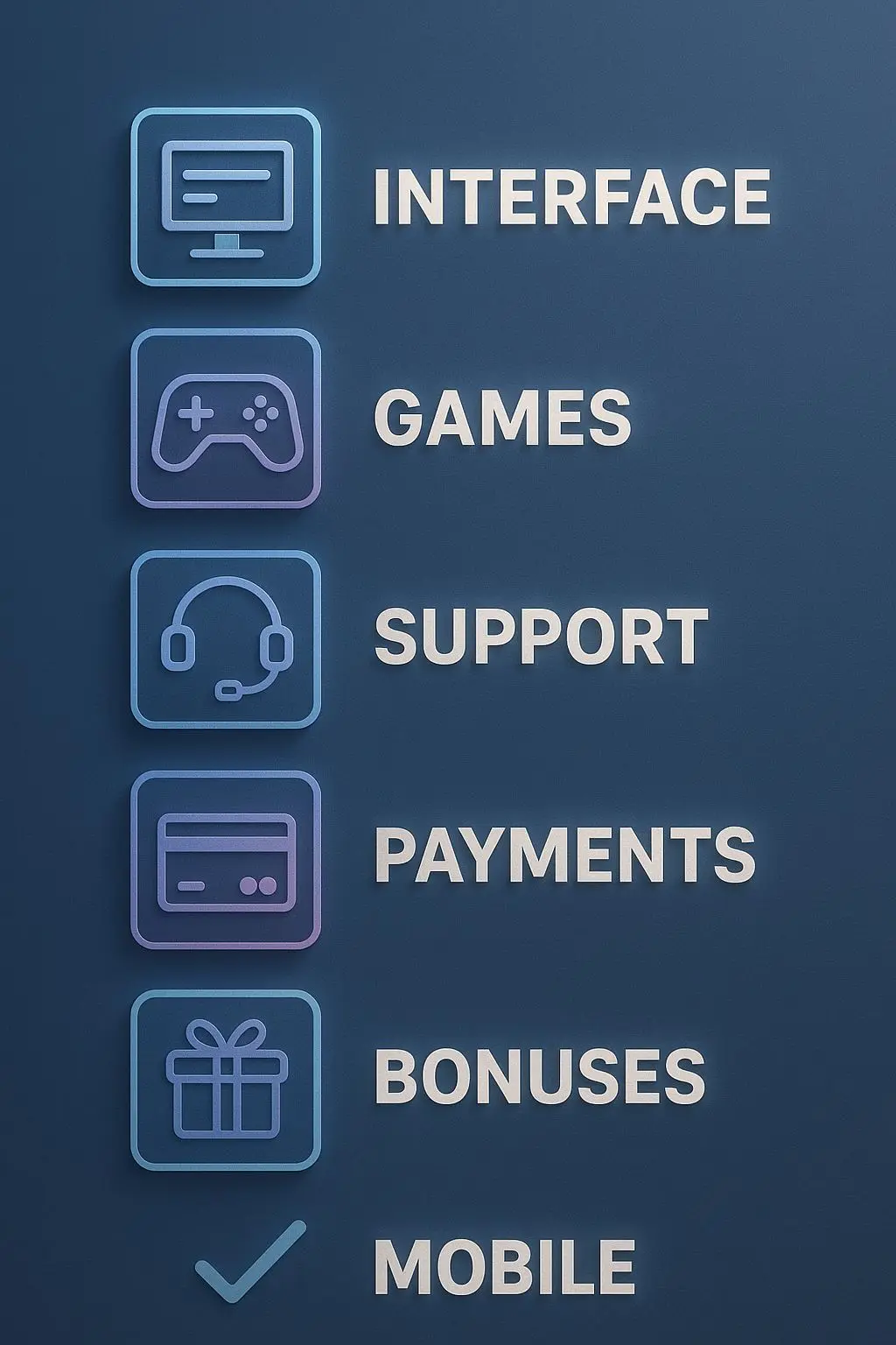 Checklist illustration showing review criteria for player experience analysis