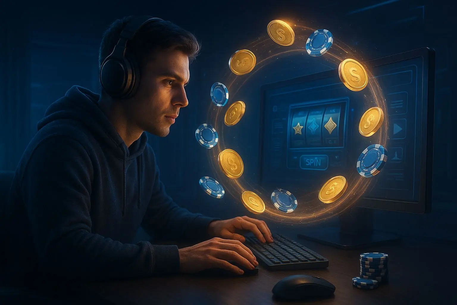 Illustration of cashback concept with coins returning to the player