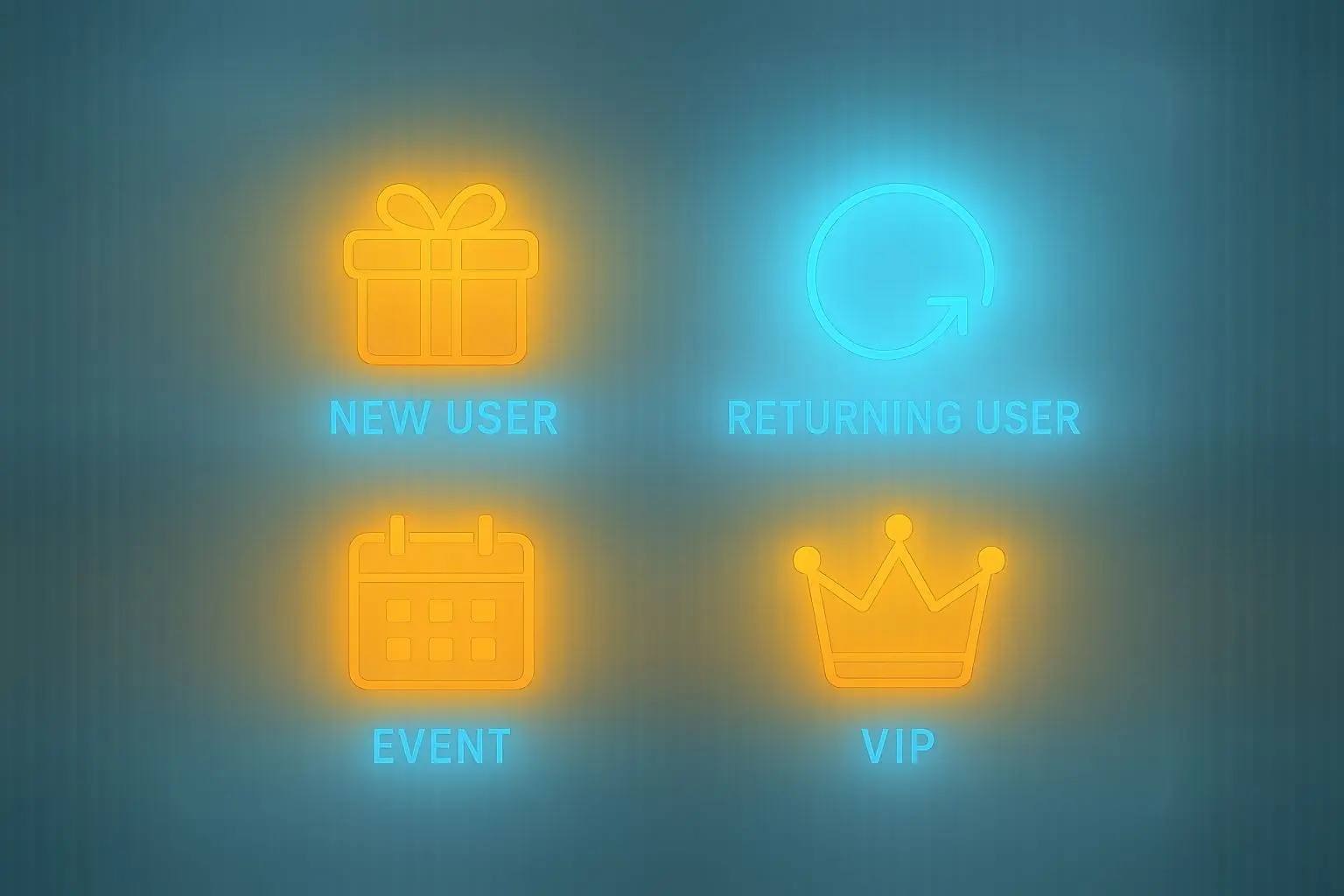 Infographic of welcome, existing customer, event and VIP discount types