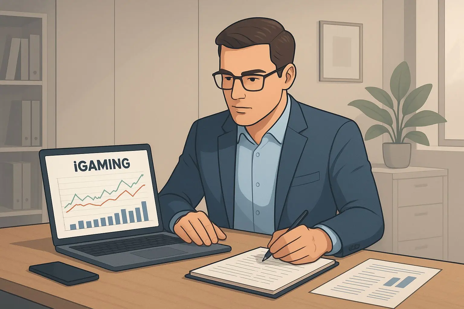 Editorial style image of an analyst reviewing offer data at a desk