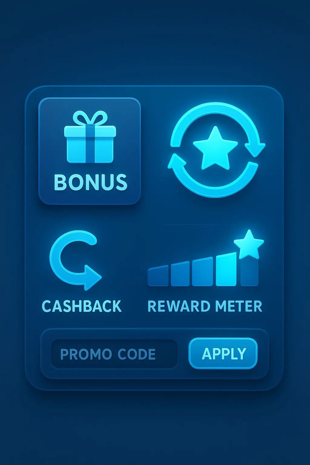 Illustration of different existing customer offer types with promo field and rewards