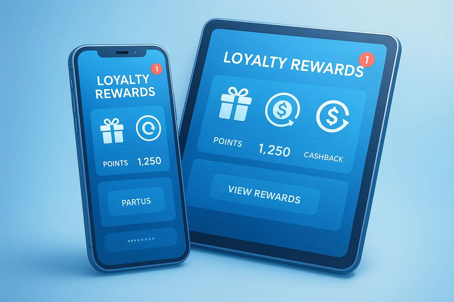 Mobile device showing loyalty promotion dashboard