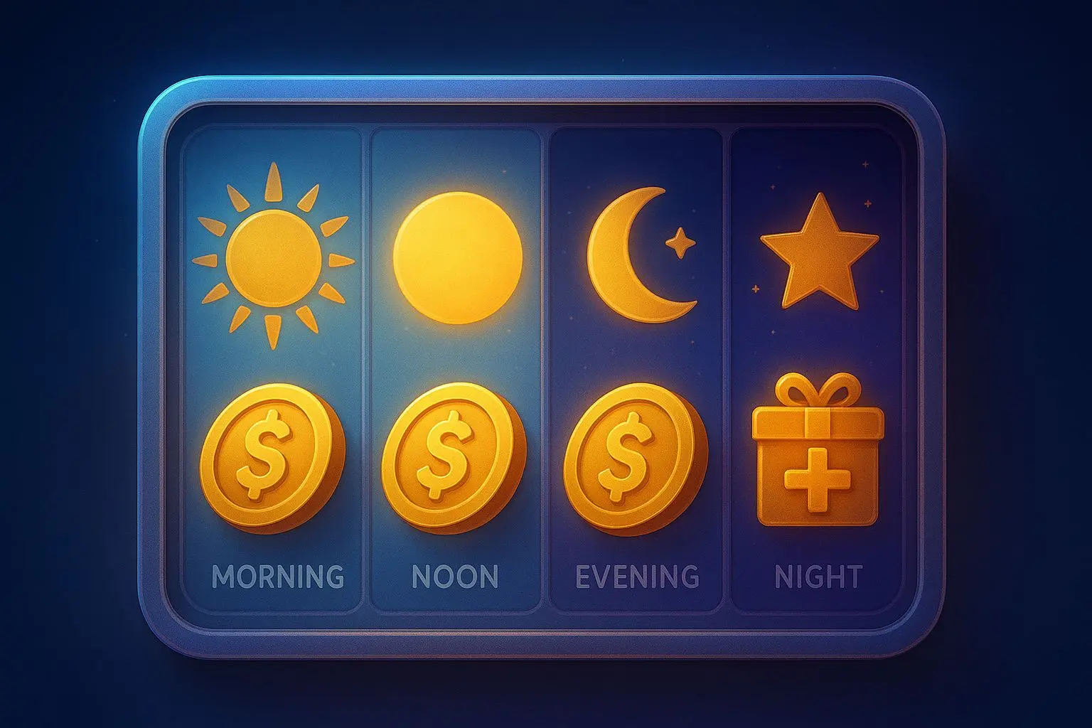 Daily schedule visual for collecting free coin bonuses