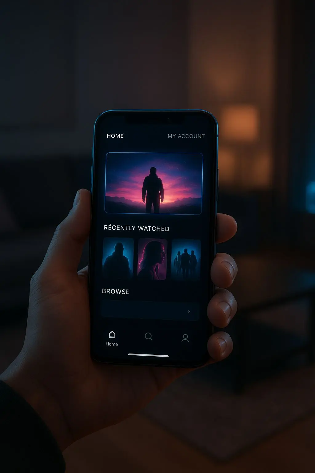 Mobile account login on smartphone screen