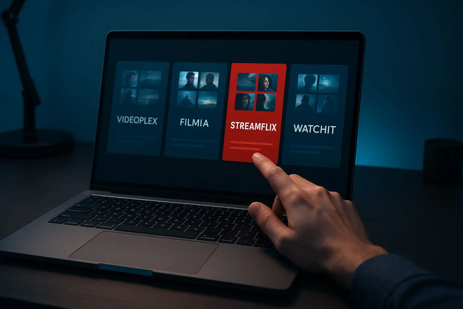 Player comparing several related gaming sites on a laptop