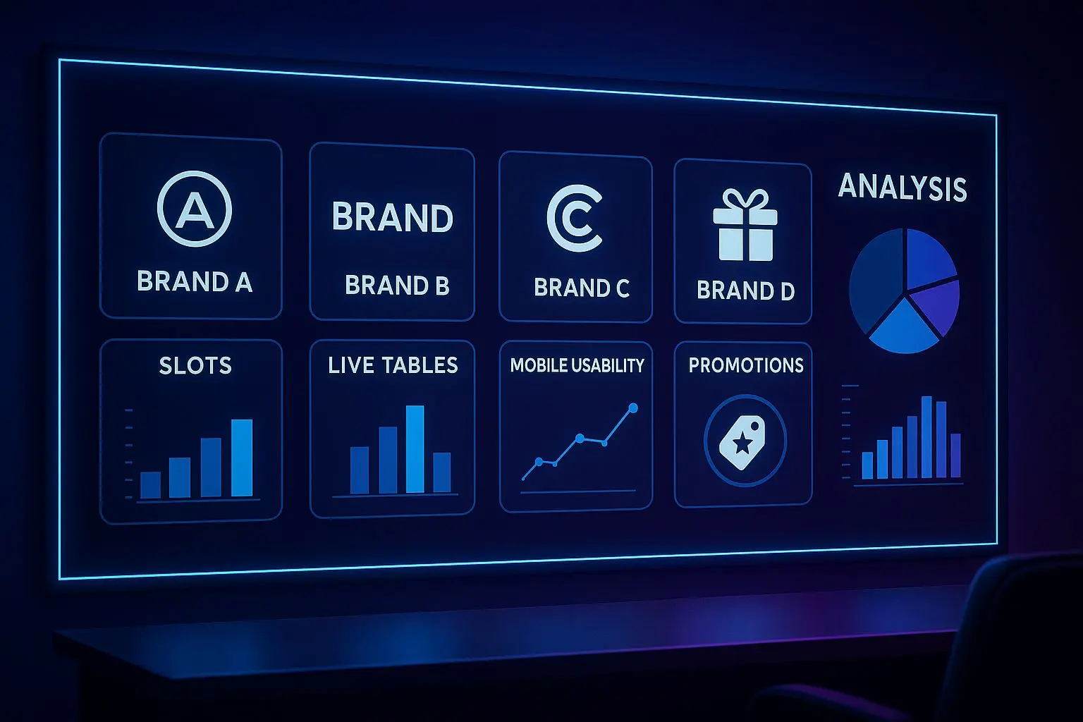 Comparison board for connected gaming brands