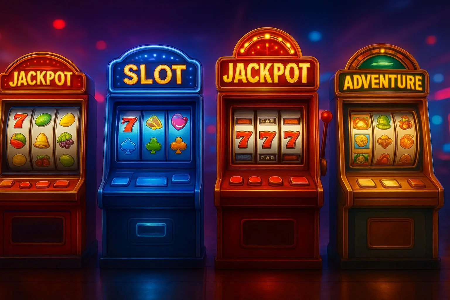 Different slot machine styles in one comparison image
