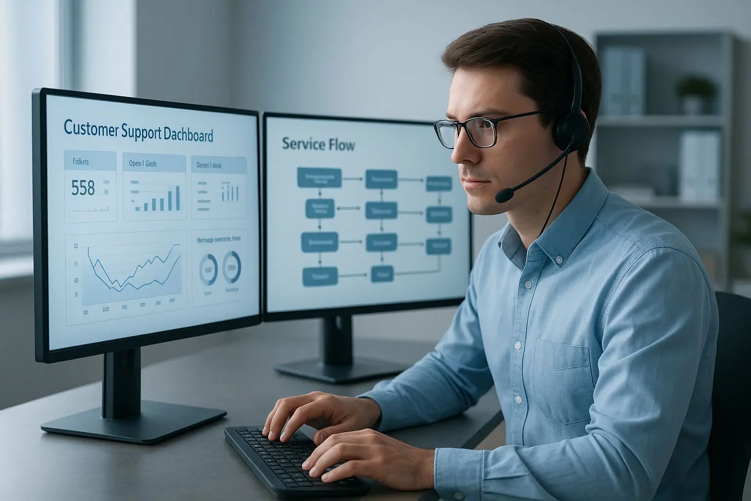 Expert analyst reviewing online support and help center data