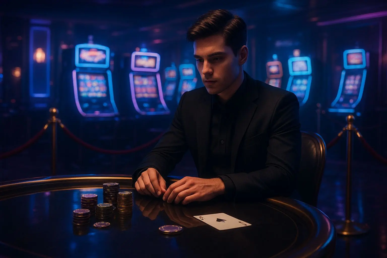 Premium VIP lounge scene with exclusive player area and neon luxury atmosphere