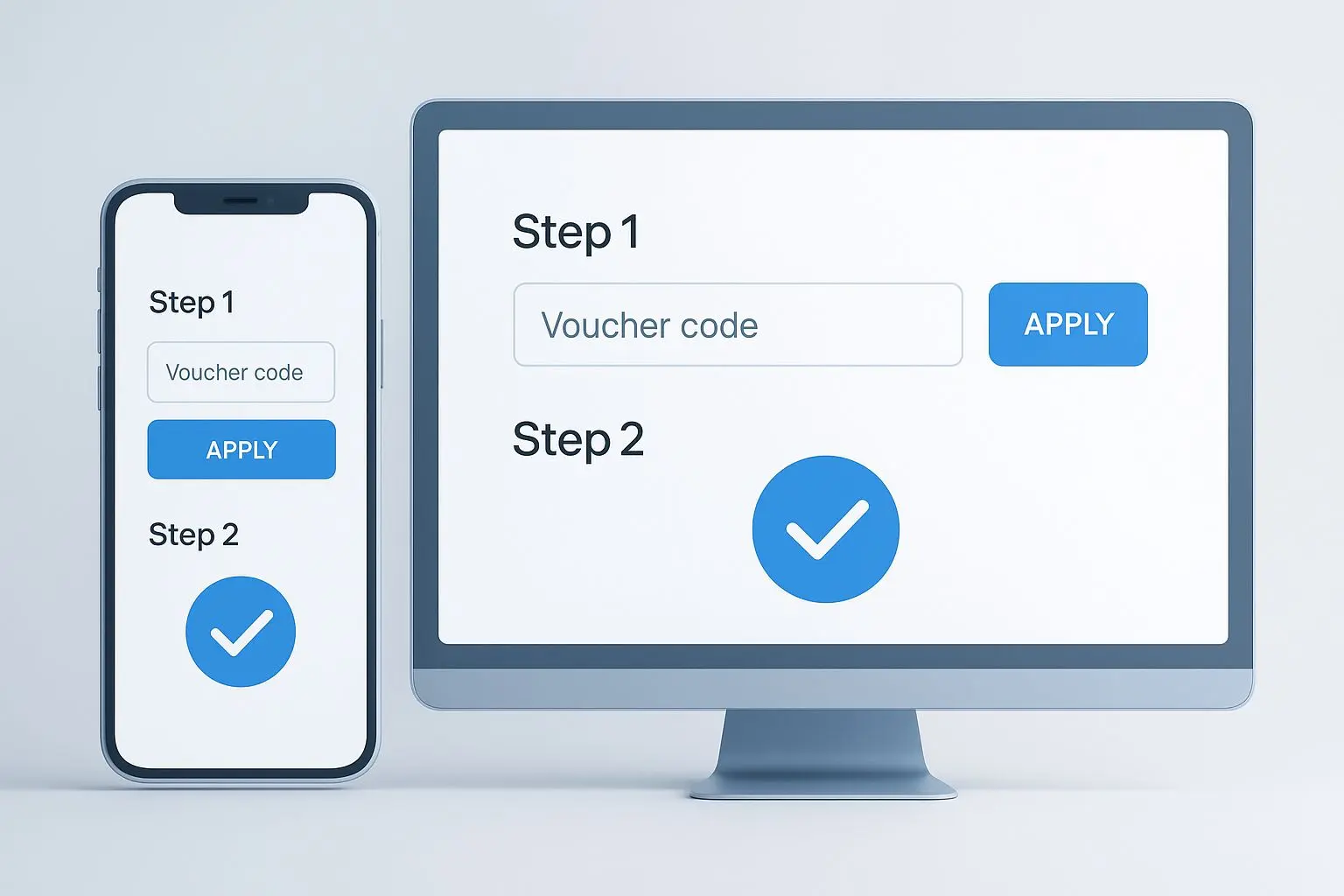 Step-by-step illustration of entering a voucher code online
